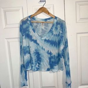 Victoria's Secret PINK Blue Tie Dye Soft Long Sleeve Top